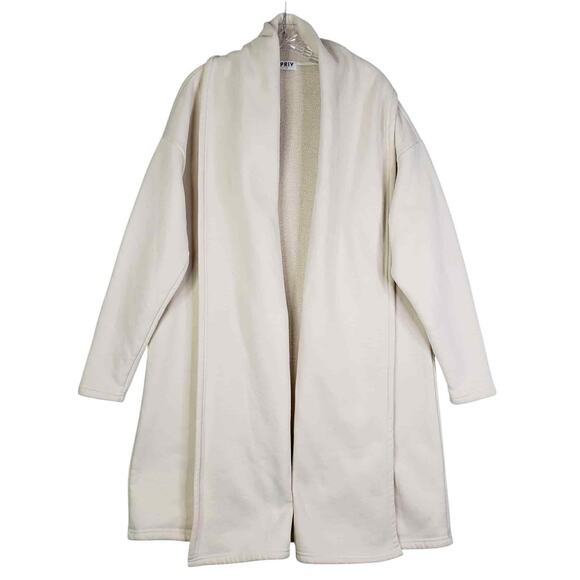PRIV Coco Cozy Coatigan Cream Womens Size Medium M Sherpa Fleece Lined - Picture 2 of 8